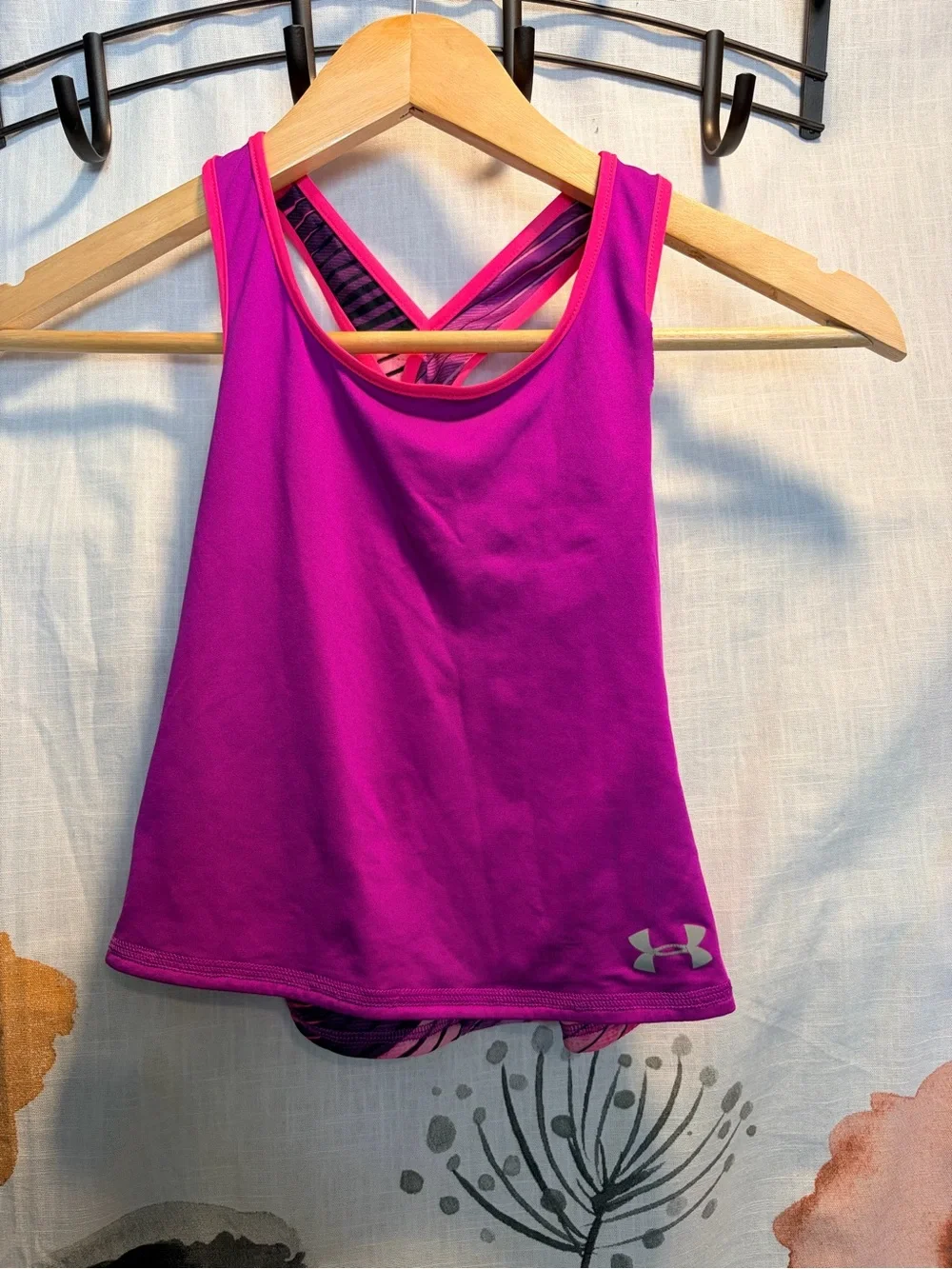 Under Armour Pink & Purple Girls' Striped Reversible Two Piece Tankini 👙